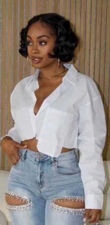 White Classic Cut Crop