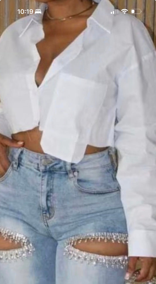 White Classic Cut Crop